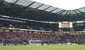 Framed Print : Sea of Scarves: A Unified Display of Bristol City Fans at Stadium MK