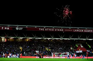 Bristol City V Brighton And Hove Albion Prints: Sky Bet Championship: Thrilling Clash between Bristol City and Brighton Illuminated by Fireworks