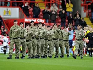 Images Dated 9th November 2013: Soldiers Lead Bristol City Out in FA Cup Match against Dagenham and Redbridge