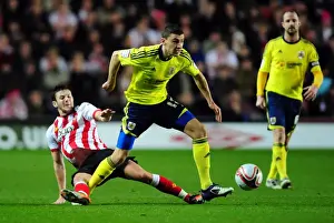 Southampton V Bristol City Prints: Southampton's Adam Lallana vs
