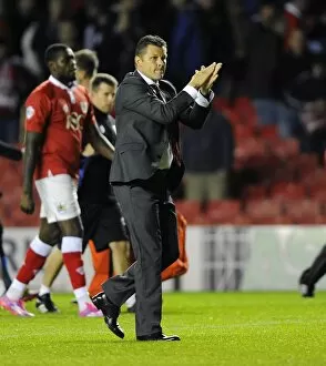 Images Dated 19th August 2014: Steve Cotterill Appreciates Fans Support: Bristol City vs Leyton Orient, 2014