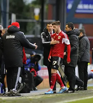 Oldham V Bristol City Prints: Steve Cotterill Celebrates with Wes Burns: Oldham Athletic vs