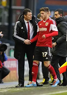 Oldham V Bristol City Prints: Steve Cotterill Congratulates Wes Burns: Oldham Athletic vs. Bristol City, 08-02-2014