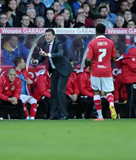 Bristol City V Oldham Prints: Steve Cotterill Gives Instructions to Korey Smith Before Scoring Free Kick: Bristol City vs Oldham Athletic