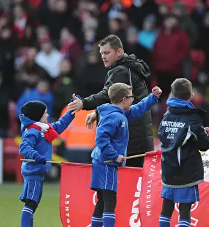 Bristol City V Fleetwood Town Prints: Steve Cotterill Greets Flag Bearers Before Bristol City vs Fleetwood Town Match
