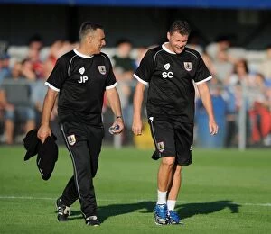 Images Dated 9th July 2014: Steve Cotterill and John Pemberton at Weston-super-Mare's Woodspring Stadium: Pre-Season Friendly