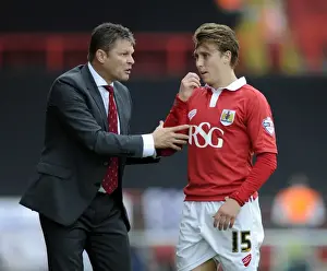 Steve Cotterill and Luke Freeman of Bristol City: Pre-Match Huddle vs Scunthorpe United