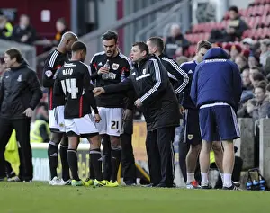 Bradford City V Bristol City Prints: Steve Cotterill Rallies Bristol City Players in Intense Moment during Bradford Clash