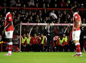 Steve Cotterill Shouting Instructions during Bristol City vs Bradford City Football Match, Sky Bet League One, October 2014