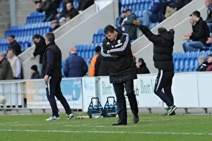 Images Dated 22nd March 2014: Steve Cotterill's Disappointment: Colchester United Scores Against Bristol City