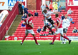 Barnsley V Bristol City Prints: Steven Davies Close Call: A Headed Goal Attempt vs Barnsley (Bristol City in Championship)
