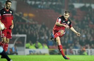 Images Dated 23rd October 2012: Steven Davies Scores Free Kick: Thrilling Moment from Bristol City vs Burnley Championship Match