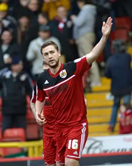 Framed Print : Steven Davies Thrilling Goal Celebration: A Moment to Remember in Bristol City vs. Nottingham Forest, Npower Championship (February 9, 2013)