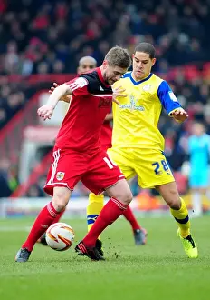 Bristol City V Sheffield Wednesday Prints: Steven Davies vs. Giles Coke: Intense Battle in Npower Championship Clash at Ashton Gate
