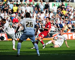 Framed Print : Swansea vs. Bristol City: Clash of the Swans and Robins (Season 08-09)