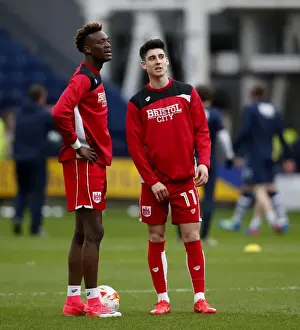 Preston North End V Bristol City Prints: Tammy Abraham and Callum O'Dowda in Deep Conversation: Preston North End vs