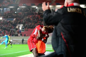 Images Dated 17th March 2017: Tammy Abraham's Epic Goal Celebration with a Ball Boy: A Thrilling Moment at Ashton Gate