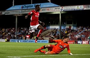 Images Dated 23rd August 2016: Tammy Abraham's Narrow Miss: Scunthorpe United vs. Bristol City, 2016