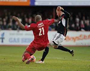 Tamworth's Wayne Thomas Blocks Ryan Taylor's Shot – FA Cup Second Round Tussle at Tamworth's The Lamb Ground