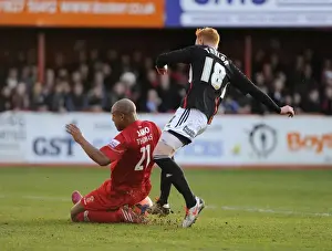 Tamworth's Wayne Thomas Denies Ryan Taylor's Shot in FA Cup Second Round Clash