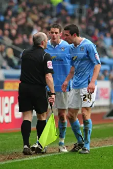 Coventry City V Bristol City Prints: Tense Championship Clash: Wood Argues with Linesman between Coventry City and Bristol City (05/03/2011)