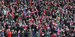 MK Dons V Bristol City Fans Prints: Five Thousand Strong: A Sea of Bristol City Scarves at Stadium MK