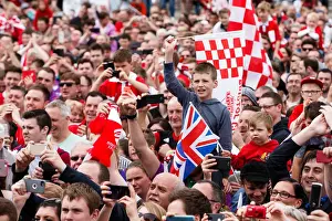 Champions Prints: Thousands Celebrate: Bristol City's Double Title Victory Parade - Promotion to Championship
