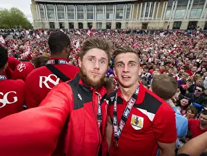 City Of Bristol Prints: Thousands Gather for Bristol City Celebration Tour: Joe Bryan and Wes Burns Amidst Cheering Fans