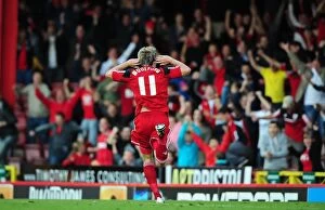 Bristol City v Crystal Palace Collection: Thrilling Goal Celebration: Martyn Woolford Ignites Ashton Gate for Bristol City vs Crystal Palace