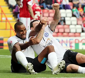 Bristol City V Peterborough Prints: Thrilling Goal Celebration: Tyrone Barnett Scores for Bristol City Against Peterborough United