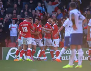 Bristol City V Chesterfield Prints: Thrilling Goal Celebration: Wes Burns and Bristol City Team Mates