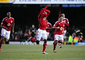 Bristol City V Cardiff City Prints: Thrilling Goal: Jamal Campbell-Ryce's Championship-Winning Celebration for Bristol City vs