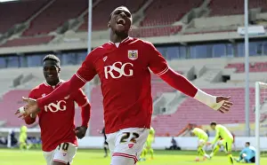 Bristol City V Huddersfield Town Prints: Thrilling Moment: Jonathan Kodjia's Euphoric Goal Celebration for Bristol City vs