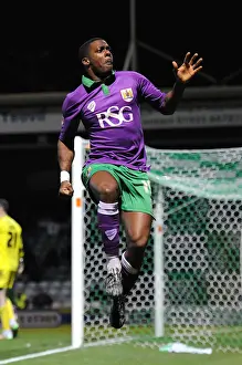 Yeovil Town V Bristol City Prints: Thrilling Moment: Kieran Agard's Goal Celebration - Bristol City's Victory at Huish Park (10-03-2015)