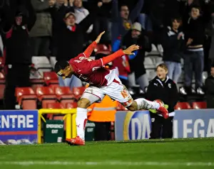 Bristol City V Barnsley Prints: Thrilling Moment: Nicky Maynard's Goal Celebration vs Barnsley in Bristol City's Championship Win