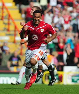 Bristol City V Derby County Prints: Thrilling Nicky Maynard Goal Celebration: Championship Winning Moment for Bristol City vs