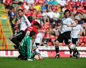 Bristol City V Derby County Prints: Thwarted Goal: Saul Deeney Saves Nicky Maynard's Shot – Derby County at Ashton Gate