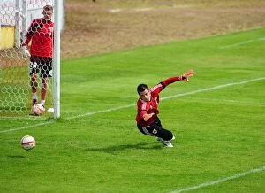Images Dated 29th July 2012: Tom Heaton's Unwavering Concentration during Bristol City FC Pre-Season Training (July 2012)