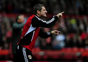 Bristol City V Southampton Prints: Tony Docherty: Assisting Bristol City on the Field against Southampton