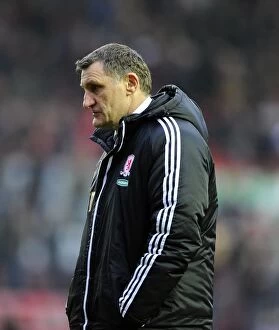Images Dated 9th March 2013: Tony Mowbray's Disappointment: A Dejected Manager at Ashton Gate after Bristol City Loss