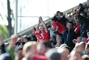 Triumphant Bristol City Fans Celebrate at Chesterfield's Proact Stadium, League One Football Match, 2015