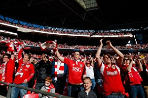 Triumphant Moment: Bristol City FC Fans Celebrate Johnstones Paint Trophy Victory at Wembley Stadium (2015)