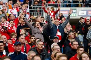 Triumphant Moment: Johnstones Paint Trophy Victory Celebrations at Wembley Stadium (2015) - Bristol City Fans
