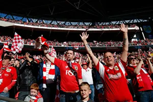 Triumphant Moment at Wembley: Bristol City FC Fans Celebrate Johnstones Paint Trophy Victory vs Walsall (2015)