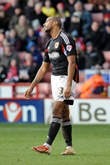 Images Dated 22nd February 2014: Tyrone Barnett's Disappointment: Sheffield United vs. Bristol City, 2014