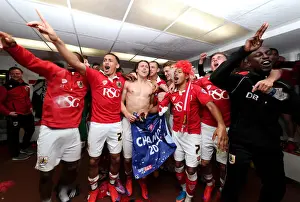 Title Prints: Unforgettable Moment: Bristol City FC's Championship Win - The Changing Room Celebrations