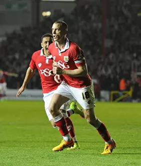 Swindon Prints: Unforgettable Moment: Wilbraham and Tavernier's Euphoric Goal Celebration for Bristol City vs