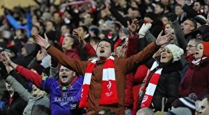 Images Dated 7th February 2015: Unwavering Passion of Bristol City Fans at MK Dons vs. Bristol City (07.02.2015)