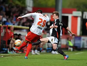 Stevenage V Bristol City Prints: Wade Elliott Closes In: Intense Moment as Bristol City Star Confronts Stevenage's Peter Hartley