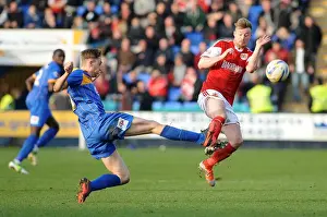 Shrewsbury Town V Bristol City Prints: Wade Elliott vs Asa Hall Clash: Shrewsbury Town vs Bristol City, Sky Bet League One, 2014